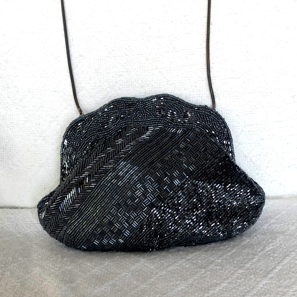 Beautiful grey beaded Delill evening bag.